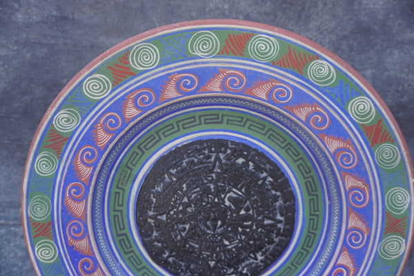 Mayan Calendar Mexican Pottery Decorative Plate c.1940 M1943