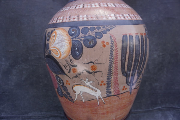 Mexican Burnished Floor Vase with Stand M1945