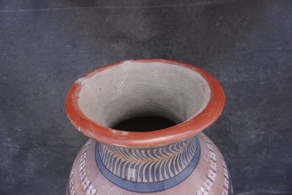 Mexican Burnished Floor Vase with Stand M1945