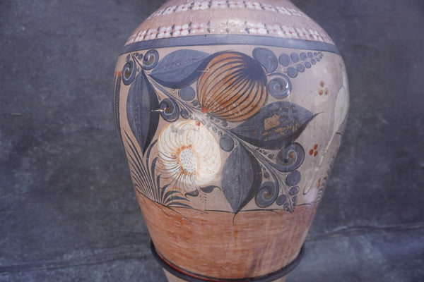 Mexican Burnished Floor Vase with Stand M1945