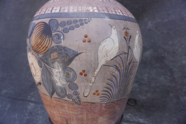 Mexican Burnished Floor Vase with Stand M1945