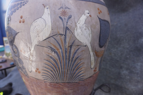 Mexican Burnished Floor Vase with Stand M1945