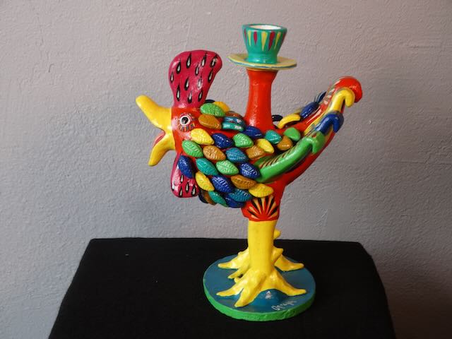 Geraldo Ortega Rooster Candlestick Ceramic Figure M2953