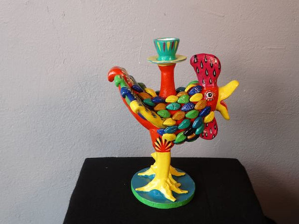 Geraldo Ortega Rooster Candlestick Ceramic Figure M2953