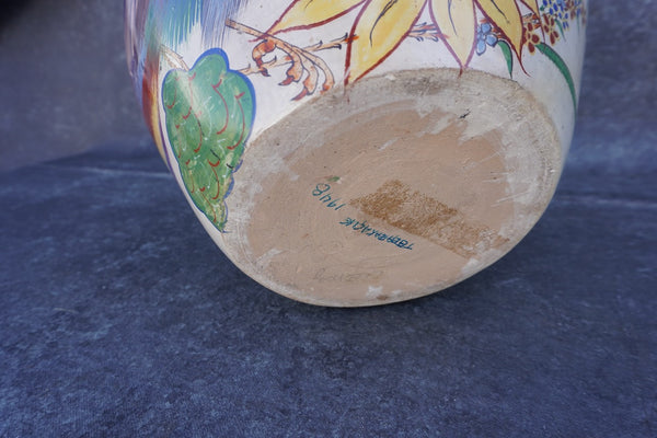 Mexican Burnished Ceramic Vase with Fantasy Bird Motif c. 1940s M3040