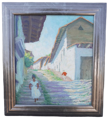 Alfonso Xavier Peña (1903-1964) - Mexican Village Scene - The Stairs - P3119