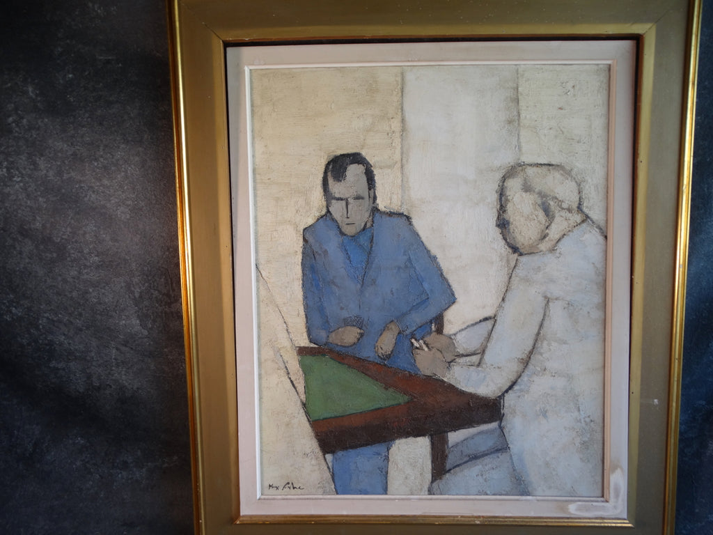 Max Fabre (1928-2021 )Two Men at a Table - Modernist Painting c 1959 P3125