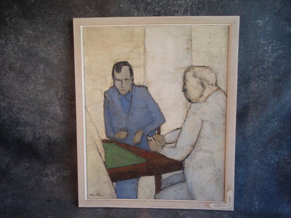 Max Fabre (1928-2021 )Two Men at a Table - Modernist Painting c 1959 P3125