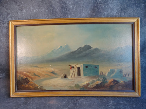 Willard Page - Adobe House in a Landscape - Oil on Canvas Board circa 1930 P3126