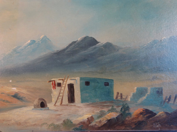 Willard Page - Adobe House in a Landscape - Oil on Canvas Board circa 1930 P3126