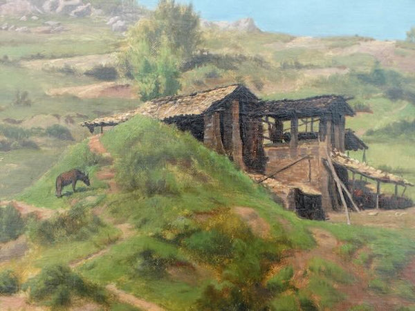 Zetta Behné (Richardson) (1873-1964) - Landscape: Los Angeles County c 1890 - Oil on Board P3136