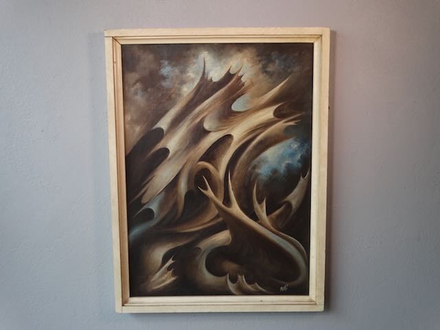 Mexican Surrealist Painting Oil on Board By Monte P3166