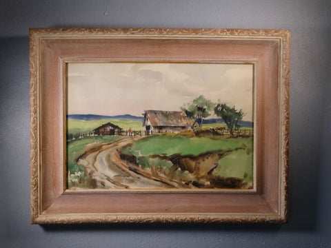 Edgar O Kiechle Watercolor California Landscape Bend in Road  P3175