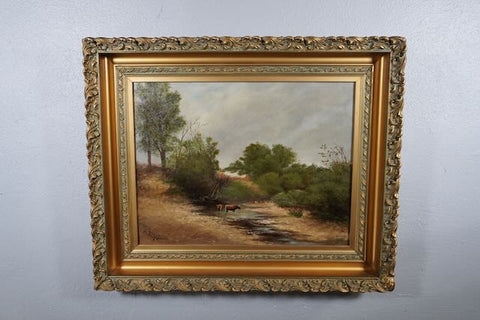 Gershon A Coursen (1823-1908) - Cows at the Stream - Oil on Canvas P3210