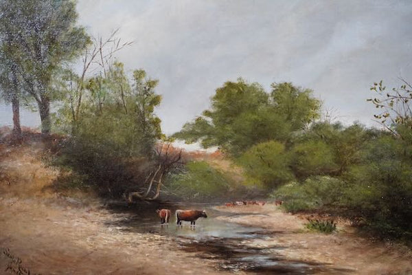 Gershon A Coursen (1823-1908) - Cows at the Stream - Oil on Canvas P3210