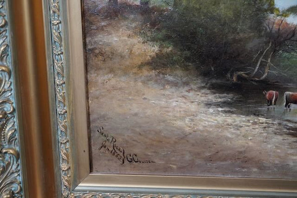 Gershon A Coursen (1823-1908) - Cows at the Stream - Oil on Canvas P3210