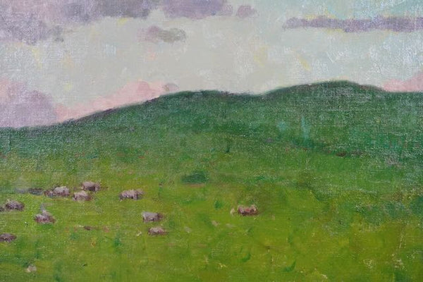 Frank Tolles Chamberlin (1873-1961) - Sheep Grazing on a Hillside Oil on Board P3213