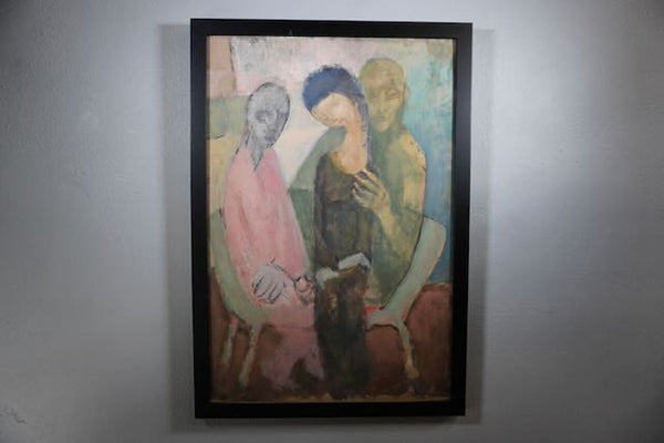 Jorgen Hansen - Modernist Group  Portrait 1950s-60s Oil on Board P3223