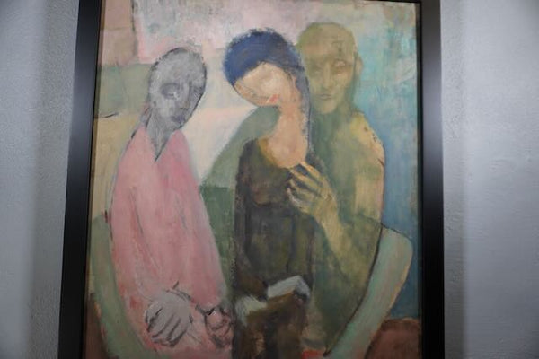 Jorgen Hansen - Modernist Group  Portrait 1950s-60s Oil on Board P3223