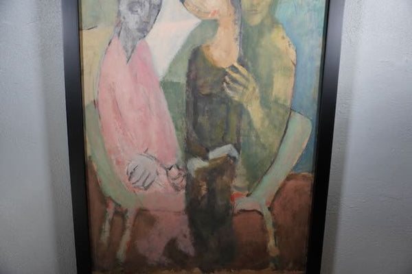 Jorgen Hansen - Modernist Group  Portrait 1950s-60s Oil on Board P3223