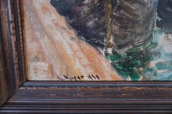 Rose Kuper - New York  Plein Air Oil on Canvas - Boats at their Mooring Dated 1930 P3235