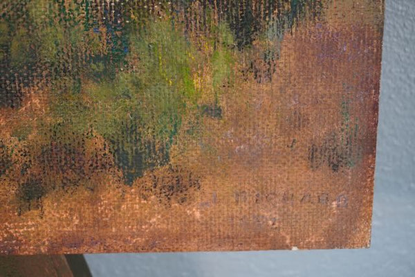 Abraham Jacob Richard - The Artist Being Watched While He Paints a Pastoral Scene - Mixed Media on Masonite 1952 P3242