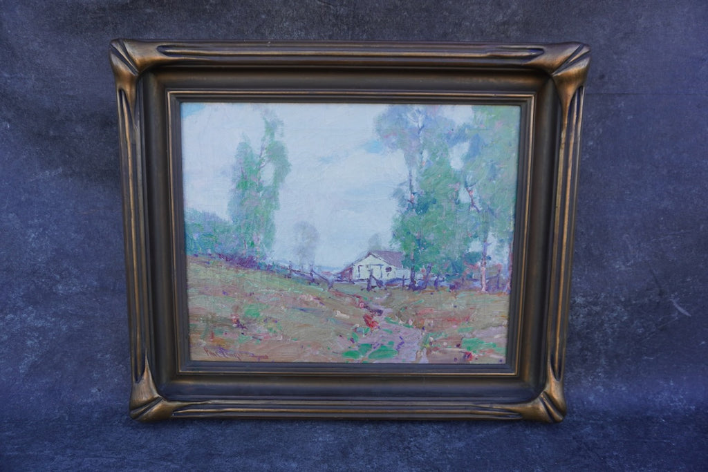 Paul Lauritz - Landscape with White Ranch Adobe - Oil on Canvas P3260