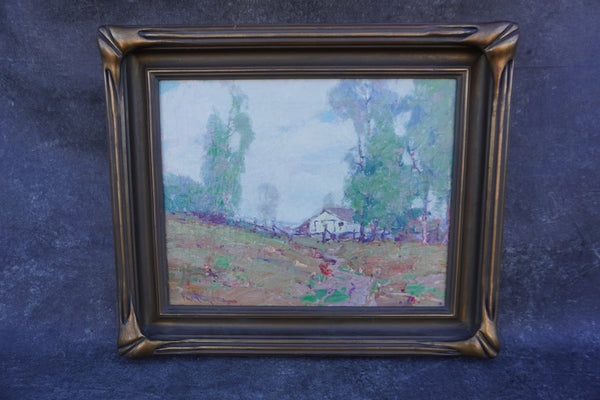 Paul Lauritz - Landscape with White Ranch Adobe - Oil on Canvas P3260