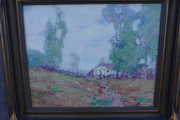 Paul Lauritz - Landscape with White Ranch Adobe - Oil on Canvas P3260