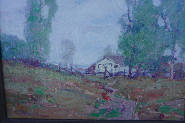 Paul Lauritz - Landscape with White Ranch Adobe - Oil on Canvas P3260