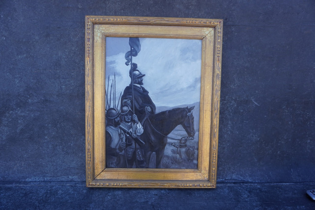 Langdon Smith (1870-1959) - The Old Conquistador - Oil on Board circa 1930s Illustration Art P3267