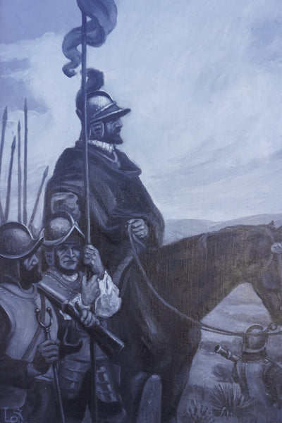 Langdon Smith (1870-1959) - The Old Conquistador - Oil on Board circa 1930s Illustration Art P3267