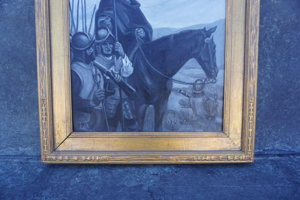 Langdon Smith (1870-1959) - The Old Conquistador - Oil on Board circa 1930s Illustration Art P3267