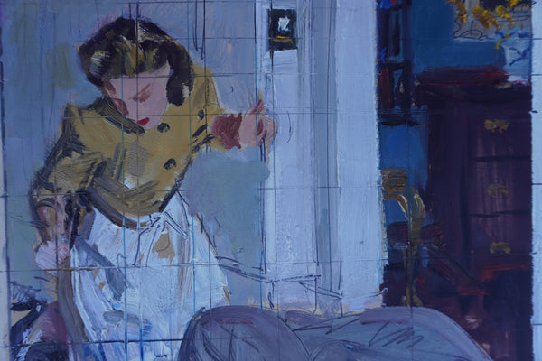 Pruett Carter (1891-1956) - Has He Passed Out? Or...? - Original Magazine Illustration Art - Oil on Bristol Paper P3279