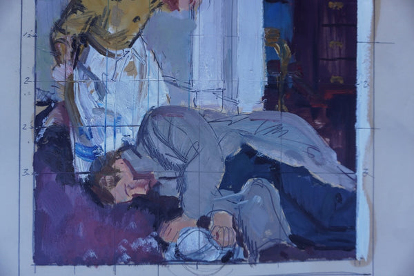 Pruett Carter (1891-1956) - Has He Passed Out? Or...? - Original Magazine Illustration Art - Oil on Bristol Paper P3279
