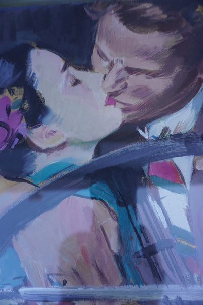 Pruett Carter (1891-1956) - Front Seat Kisser - Original Magazine Illustration Art - Oil on Bristol Paper P3280