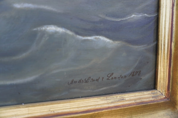 Andreas Gundersen Lind  (1815-1885)- The Schooner WESER 1878 Oil on Board P3282