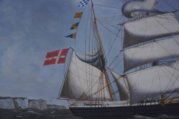 Andreas Gundersen Lind  (1815-1885)- The Schooner WESER 1878 Oil on Board P3282