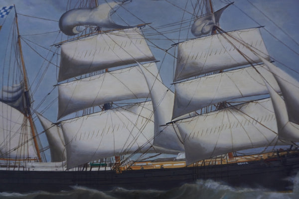 Andreas Gundersen Lind  (1815-1885)- The Schooner WESER 1878 Oil on Board P3282