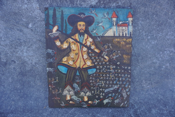 Spanish Colonial Harvest  Scene from Peru - Oil on Canvas Mounted on Board P3284