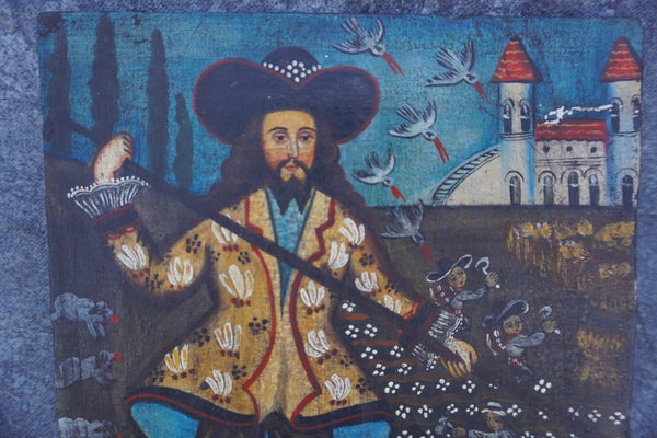 Spanish Colonial Harvest  Scene from Peru - Oil on Canvas Mounted on Board P3284