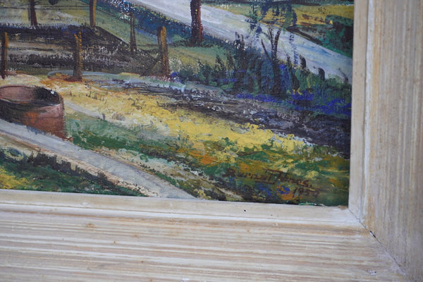 Janós Bernát (1910-1964) - Industrial California Landscape - Los Angeles Oil Wells 1950 Oil on Board P3290