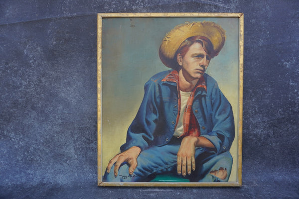 Frank Nash Murdoch (1925-1996) Cowhand - Oil on Canvas dated 1947 P3291