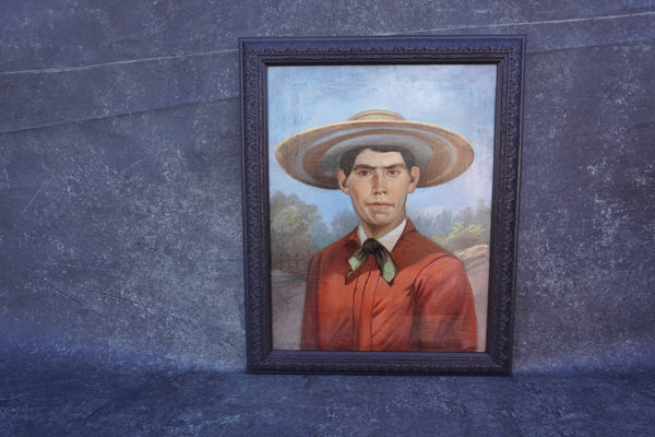 Andrés A. Hernandez -  Portrait of A Man in a Panocha - Oil on Canvas  1900 P3292
