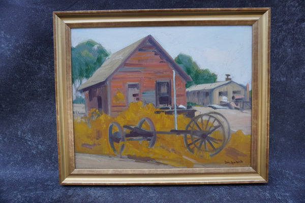 Sam Hyde Harris - Rural Barn Scene -Oil on Board P3304