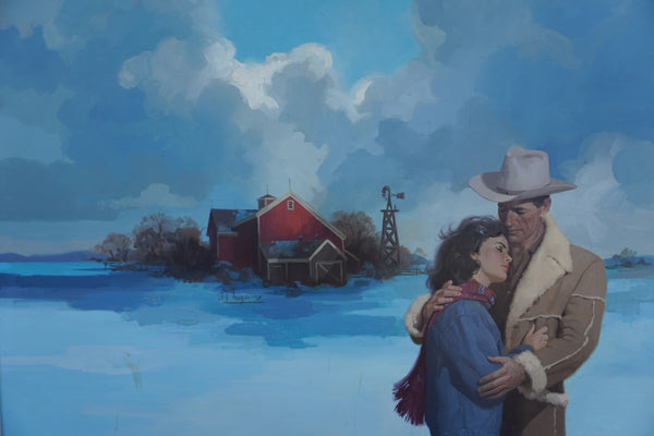 Robert Albert Maguire (1921-2005)- Lovers in a Winter Landscape - Oil on Board P3319