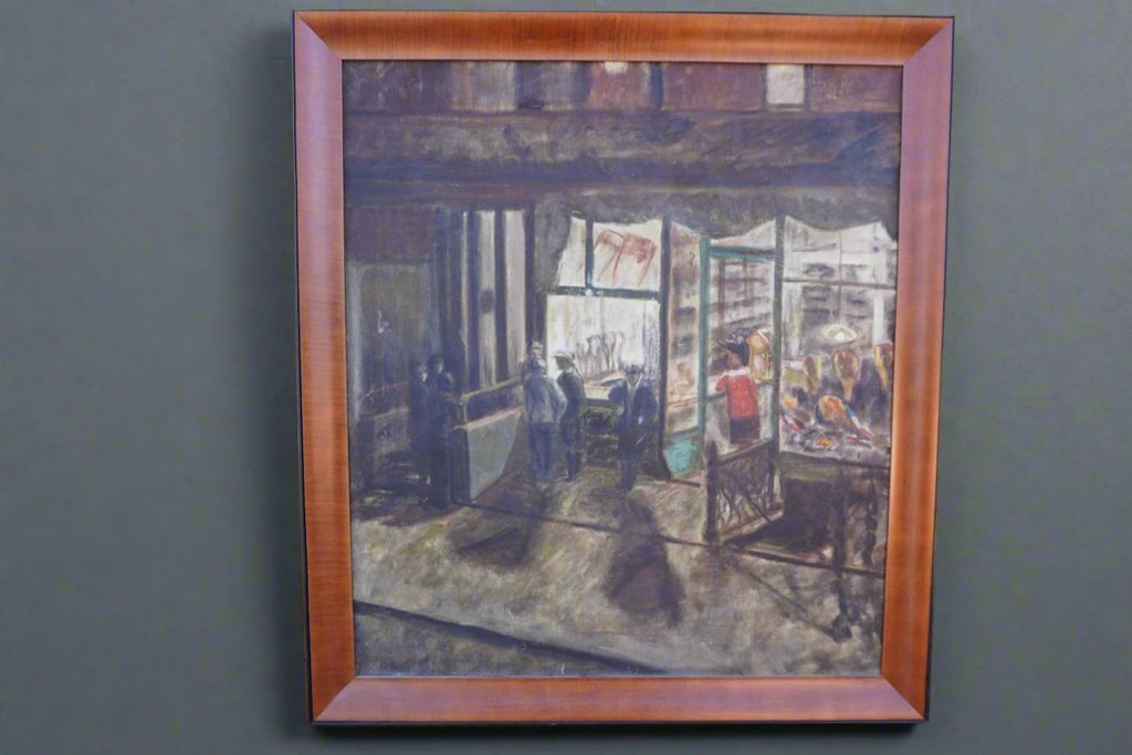 David Herron Morrison (1885-1934) - Street Scene - Evening Shoppers 1920s Oil on Canvas P3321