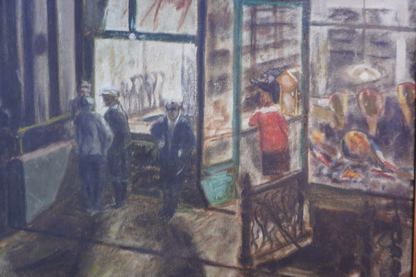 David Herron Morrison (1885-1934) - Street Scene - Evening Shoppers 1920s Oil on Canvas P3321