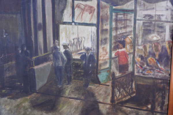 David Herron Morrison (1885-1934) - Street Scene - Evening Shoppers 1920s Oil on Canvas P3321