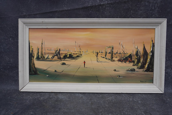 Surrealist Landscape, signed Morales c 1950 P3379